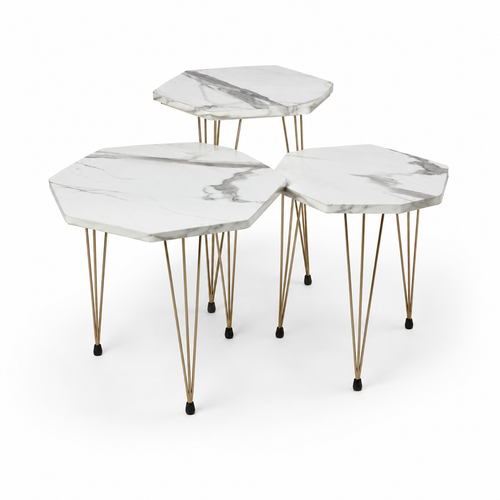3-Piece Marble Nesting Side Table Set product image