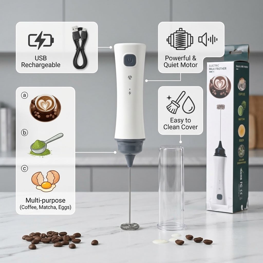 Rechargeable Electric Milk Frother